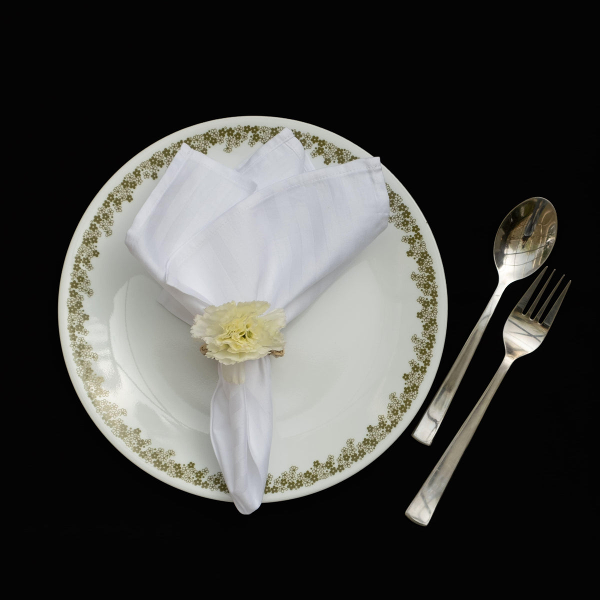 White Dinner Napkin - Floral Art by Nandini (A unit of R S creations and designs)