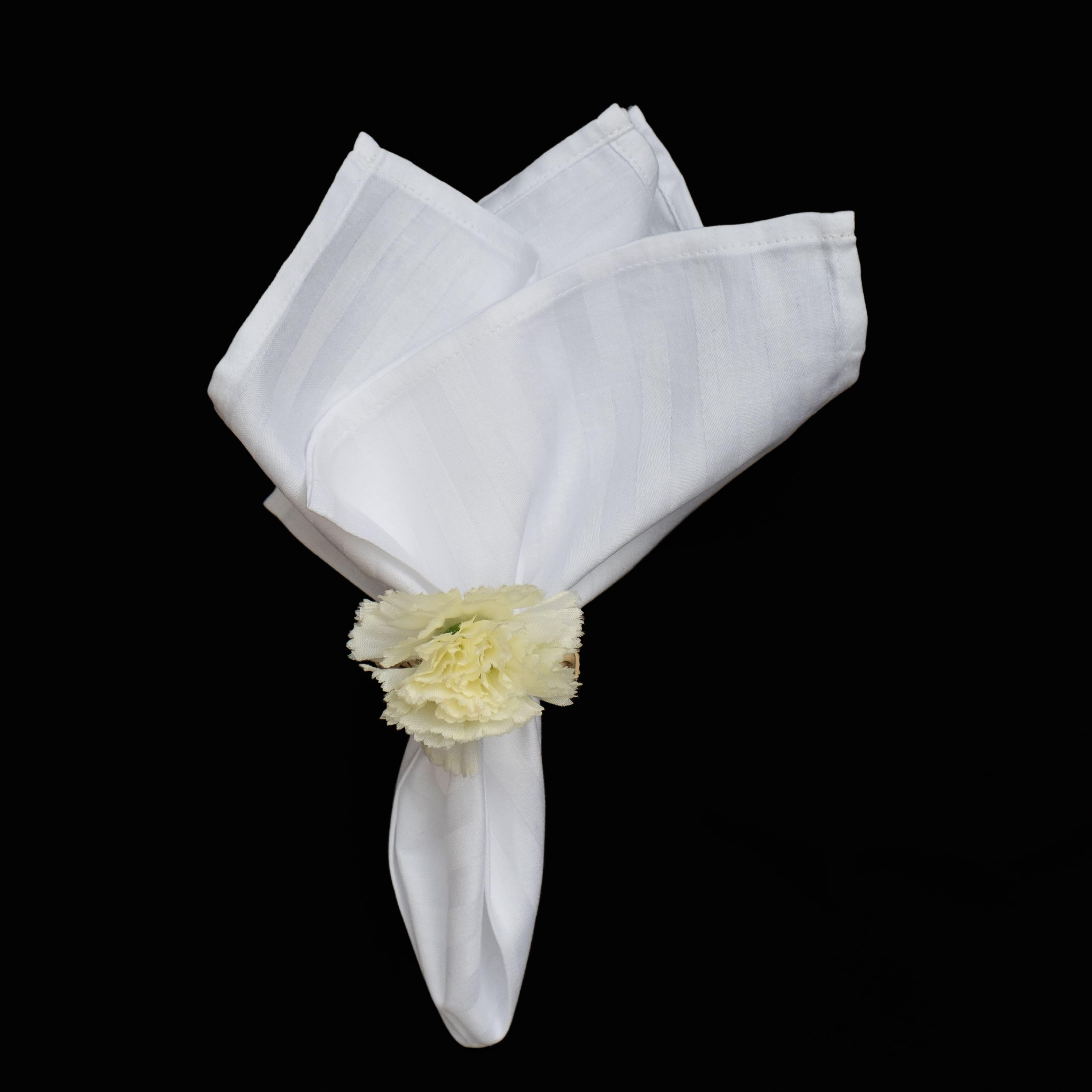 White Dinner Napkin - Floral Art by Nandini (A unit of R S creations and designs)