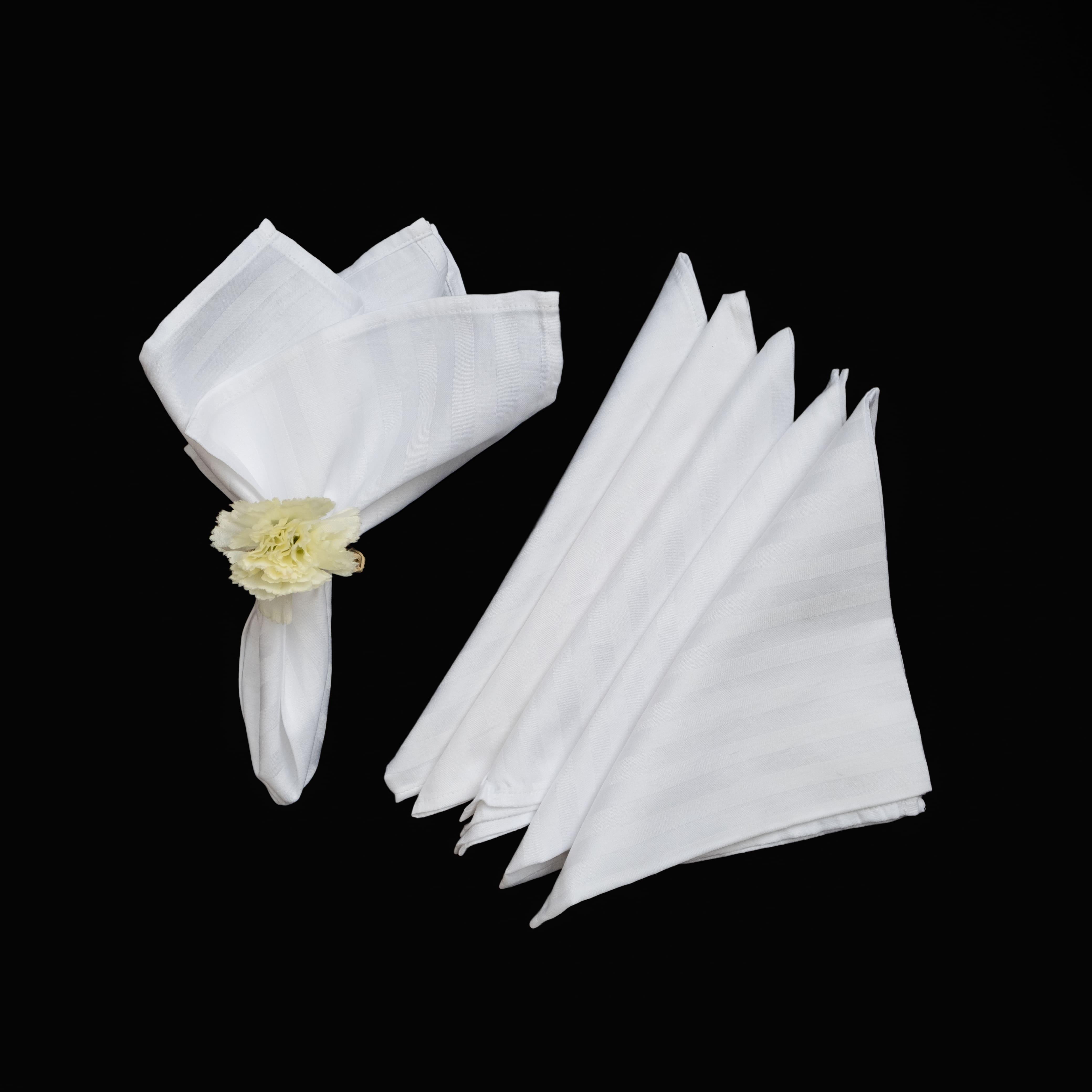 White Dinner Napkin - Floral Art by Nandini (A unit of R S creations and designs)