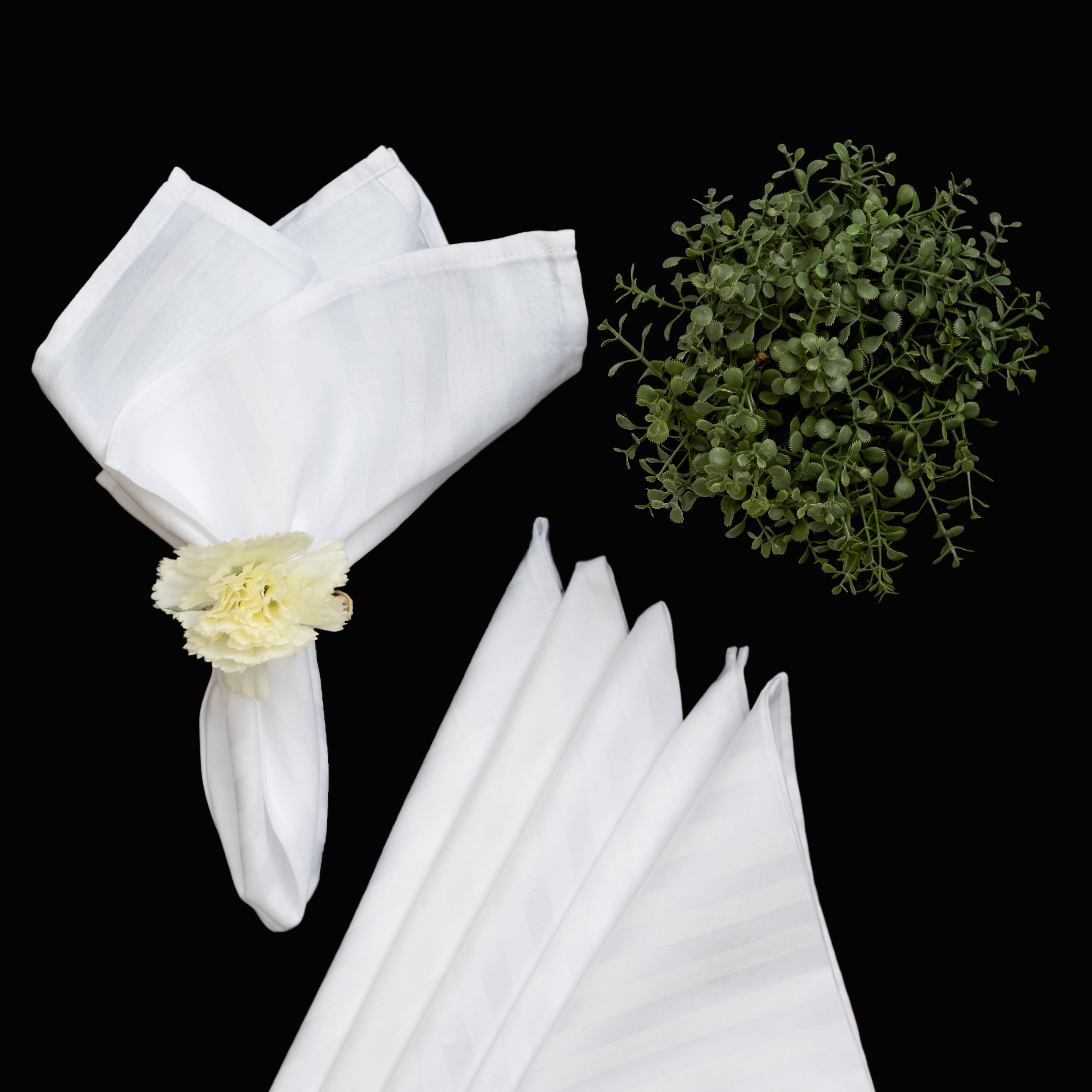 White Dinner Napkin - Floral Art by Nandini (A unit of R S creations and designs)