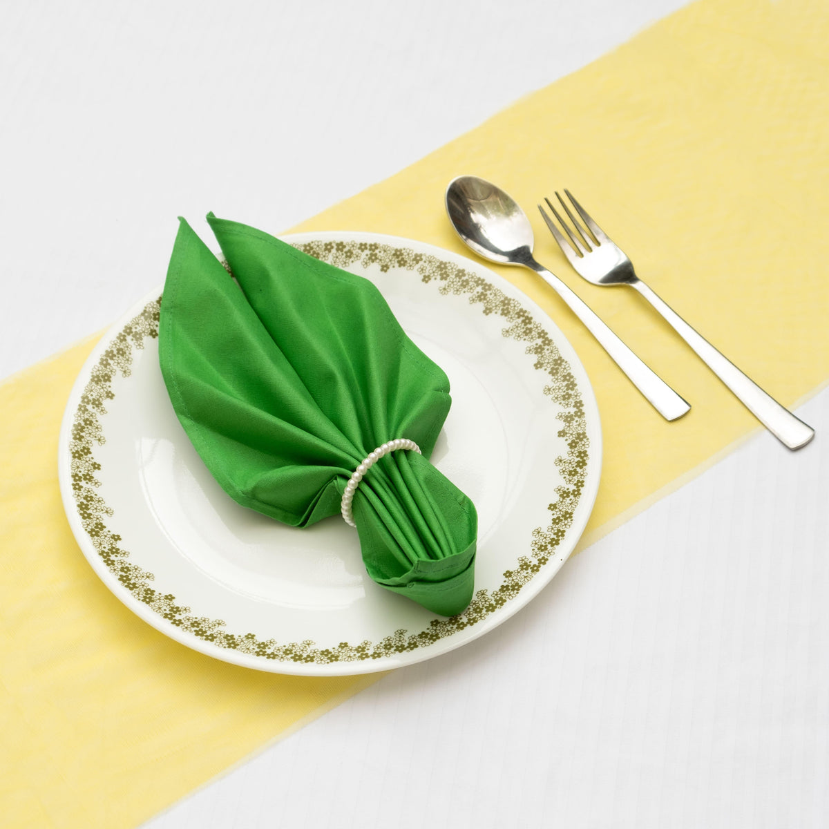 Dark Green Dinner Napkins - Floral Art by Nandini (A unit of R S creations and designs)