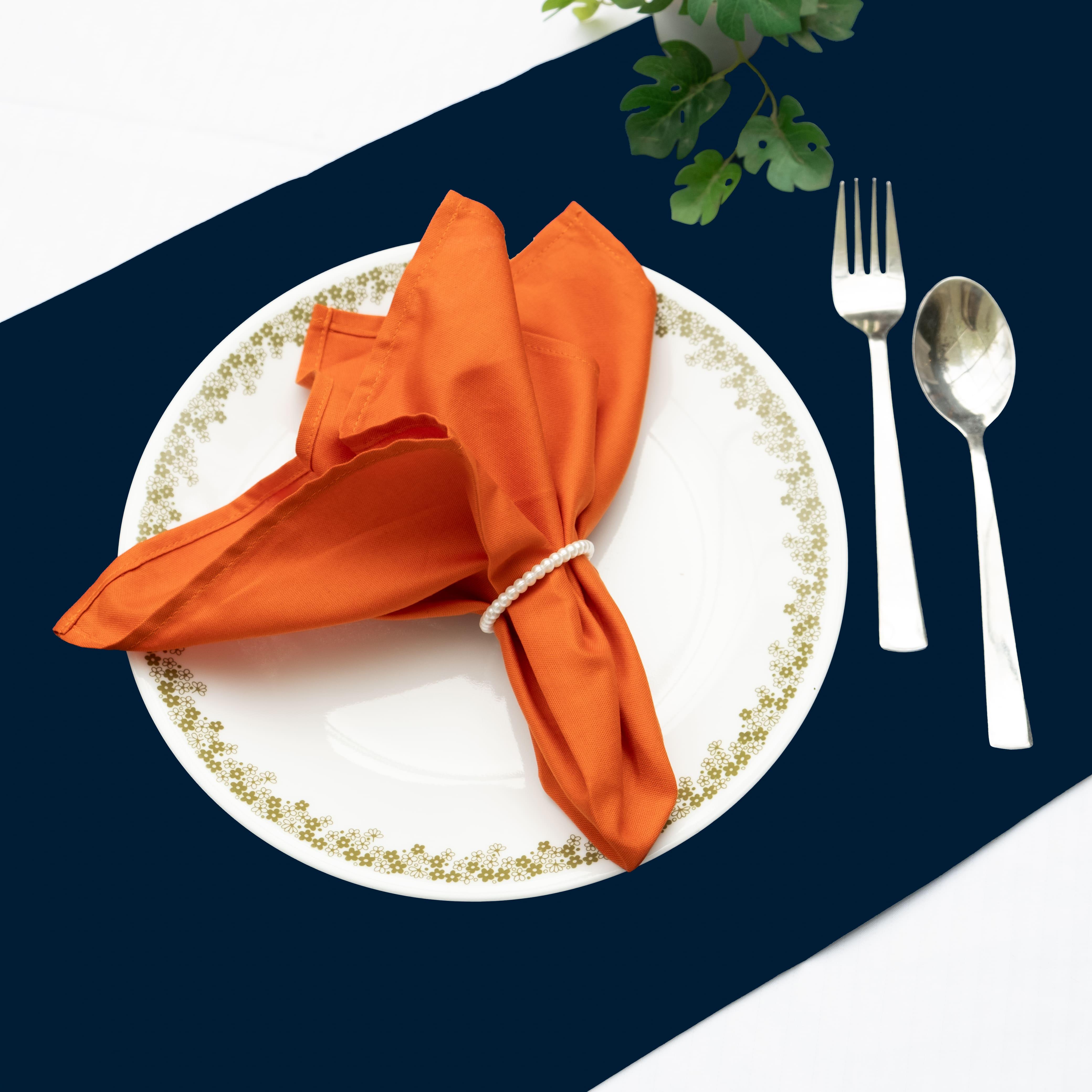 Orange Dinner Napkins - Floral Art by Nandini (A unit of R S creations and designs)