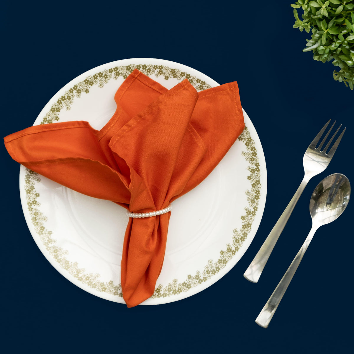 Orange Dinner Napkins - Floral Art by Nandini (A unit of R S creations and designs)