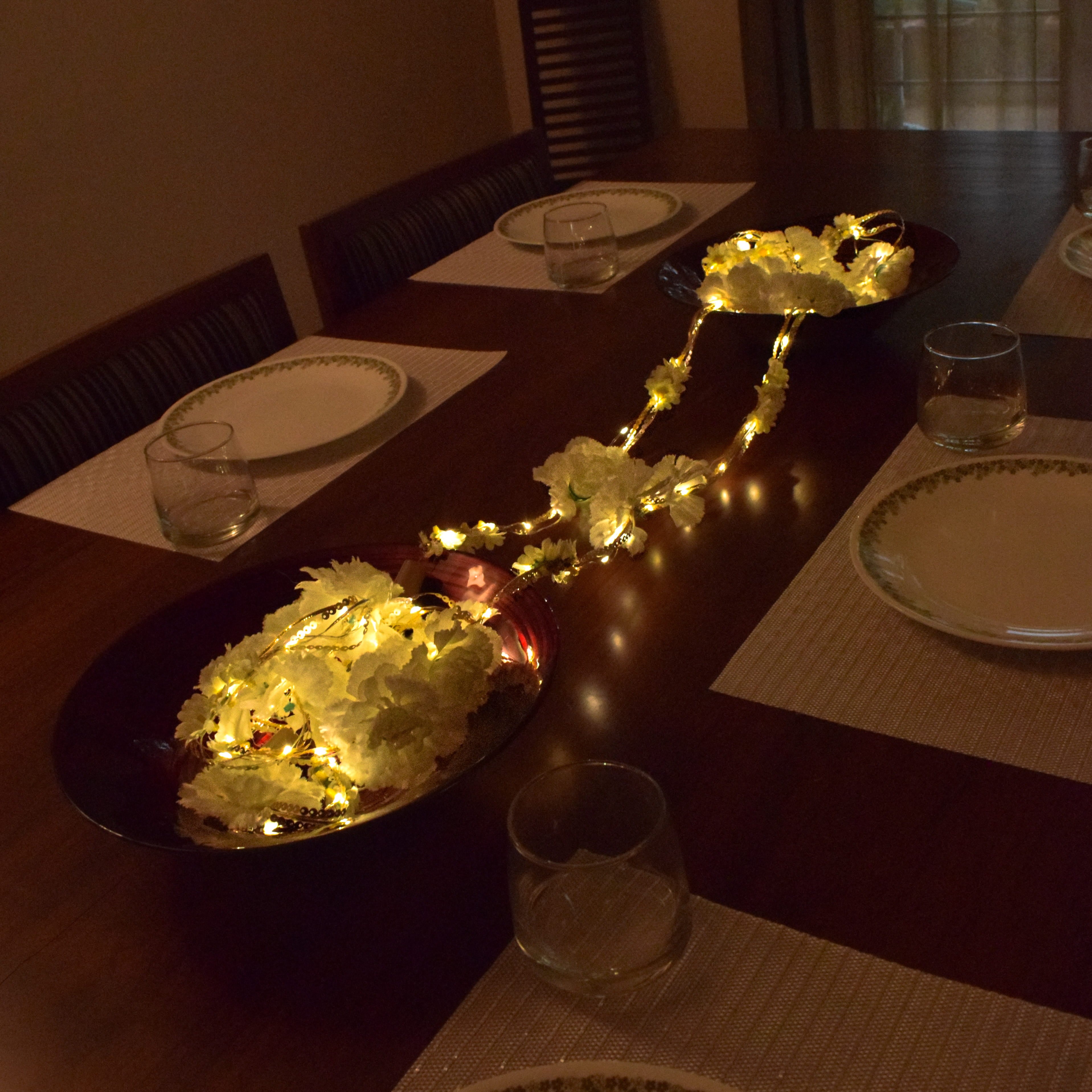 Shimmer Fairy Light (Battery Operated) with Artificial Flowers - 75inch Length