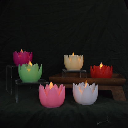 Colourful Lotus LED Candles Set of 6