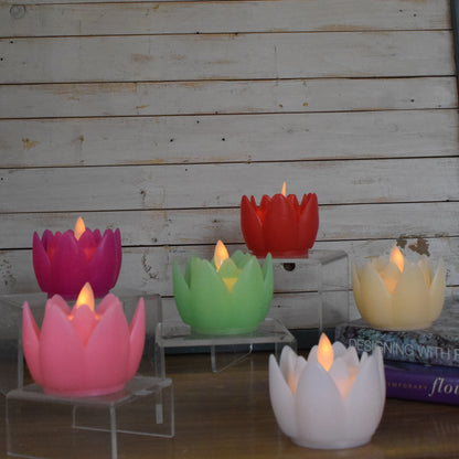 Colourful Lotus LED Candles Set of 6