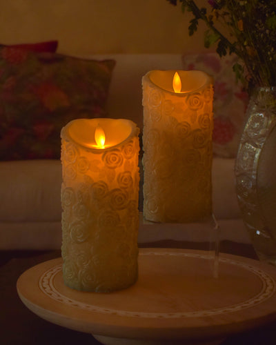 Flower Embossed LED Candle (7inch height)