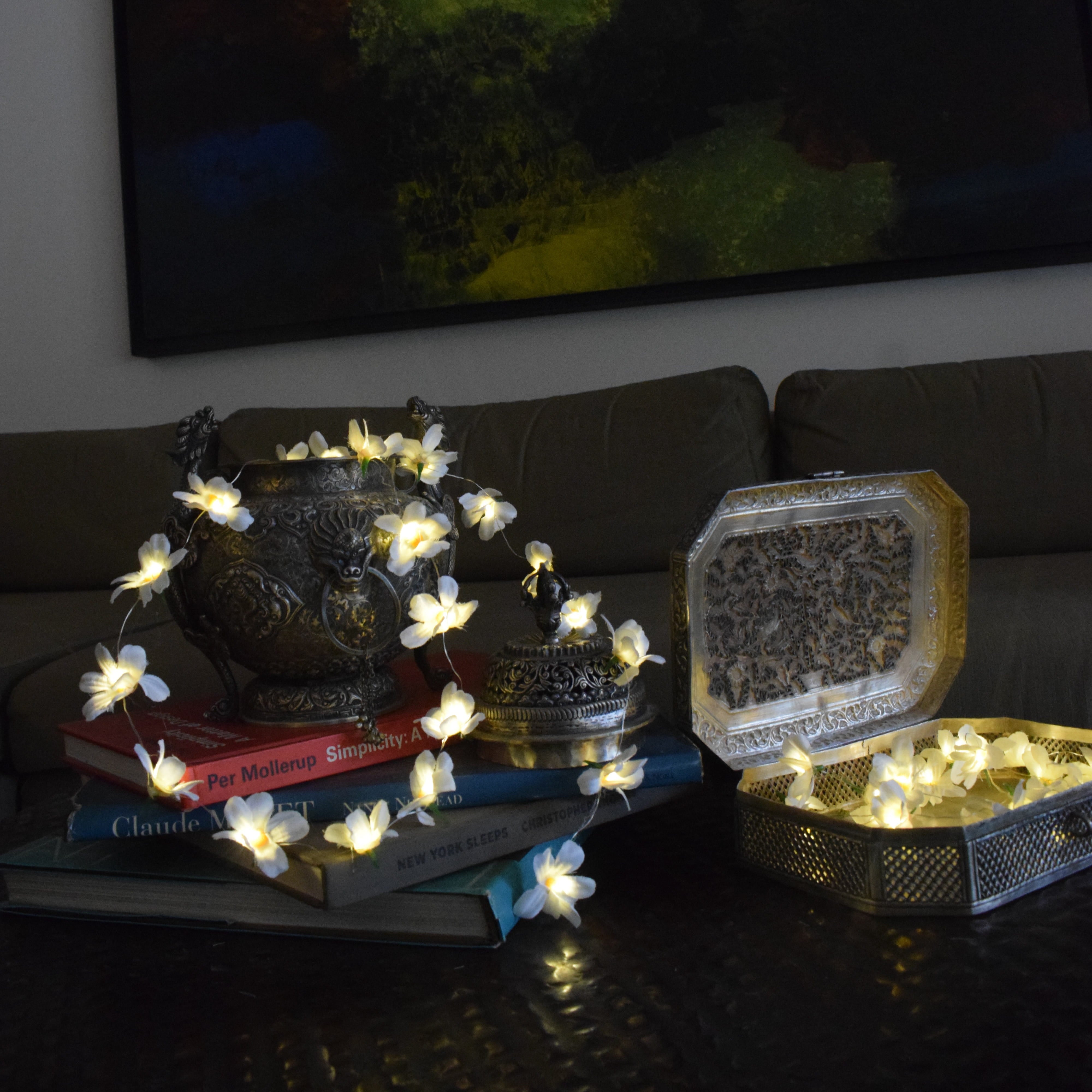 Flower Creeper with Fairy Lights (Battery Operated) - 42inch length