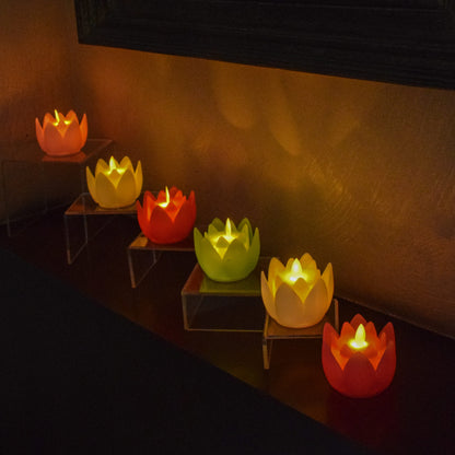 Colourful Lotus LED Candles Set of 6