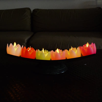 Colourful Lotus LED Candles Set of 6