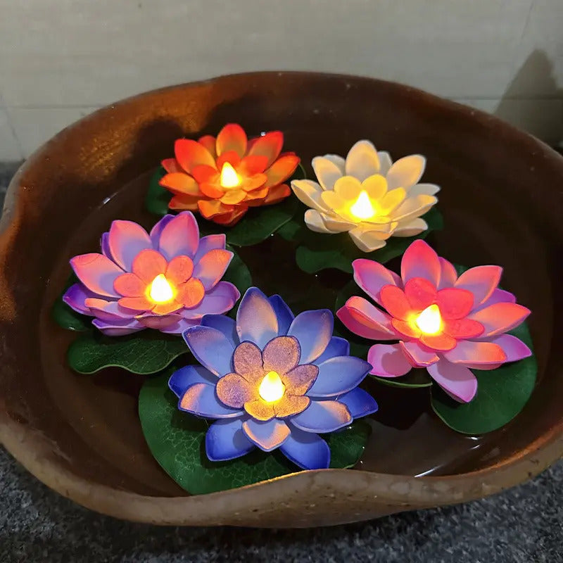 LED Lotus Floating Candles Set of 6