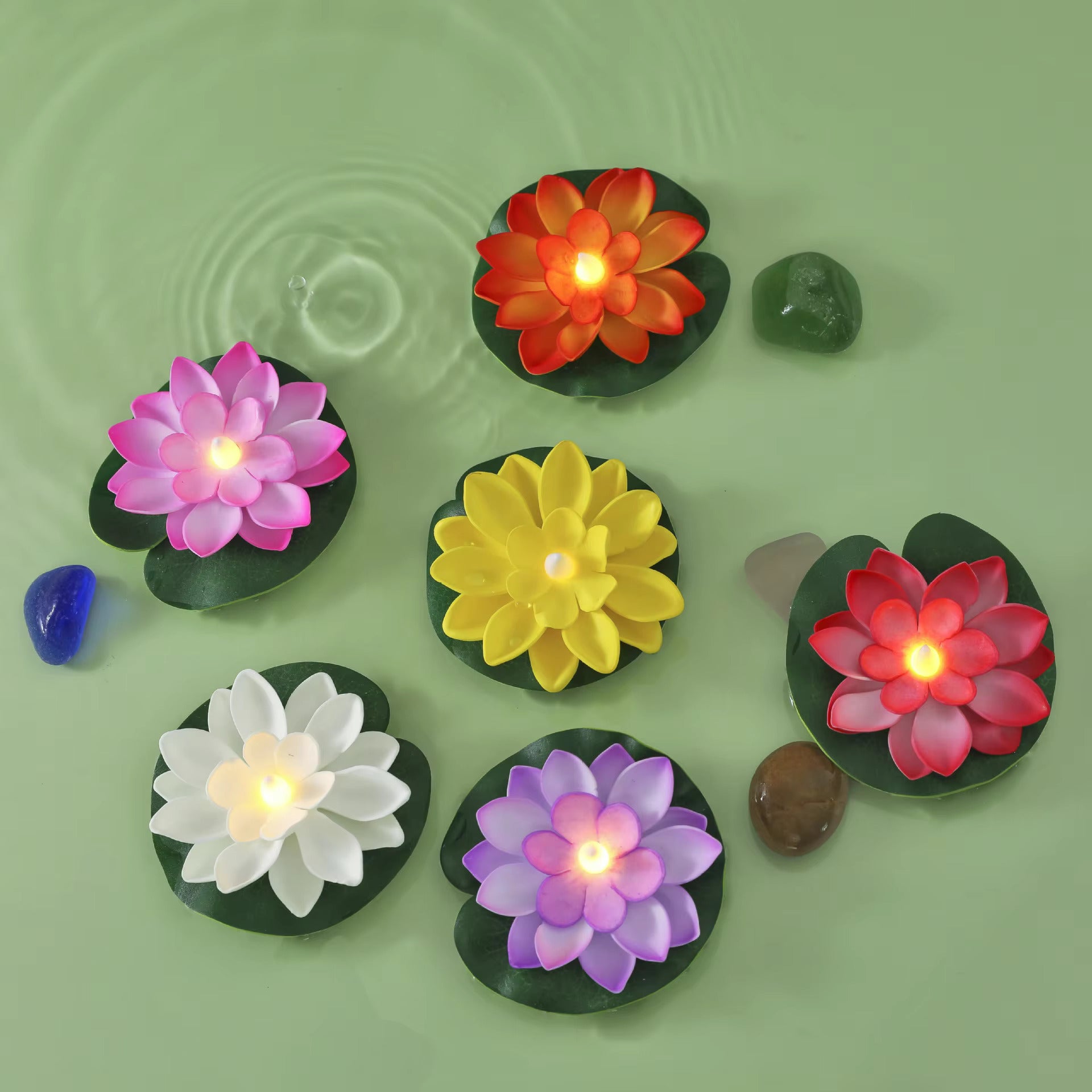 LED Lotus Floating Candles Set of 6