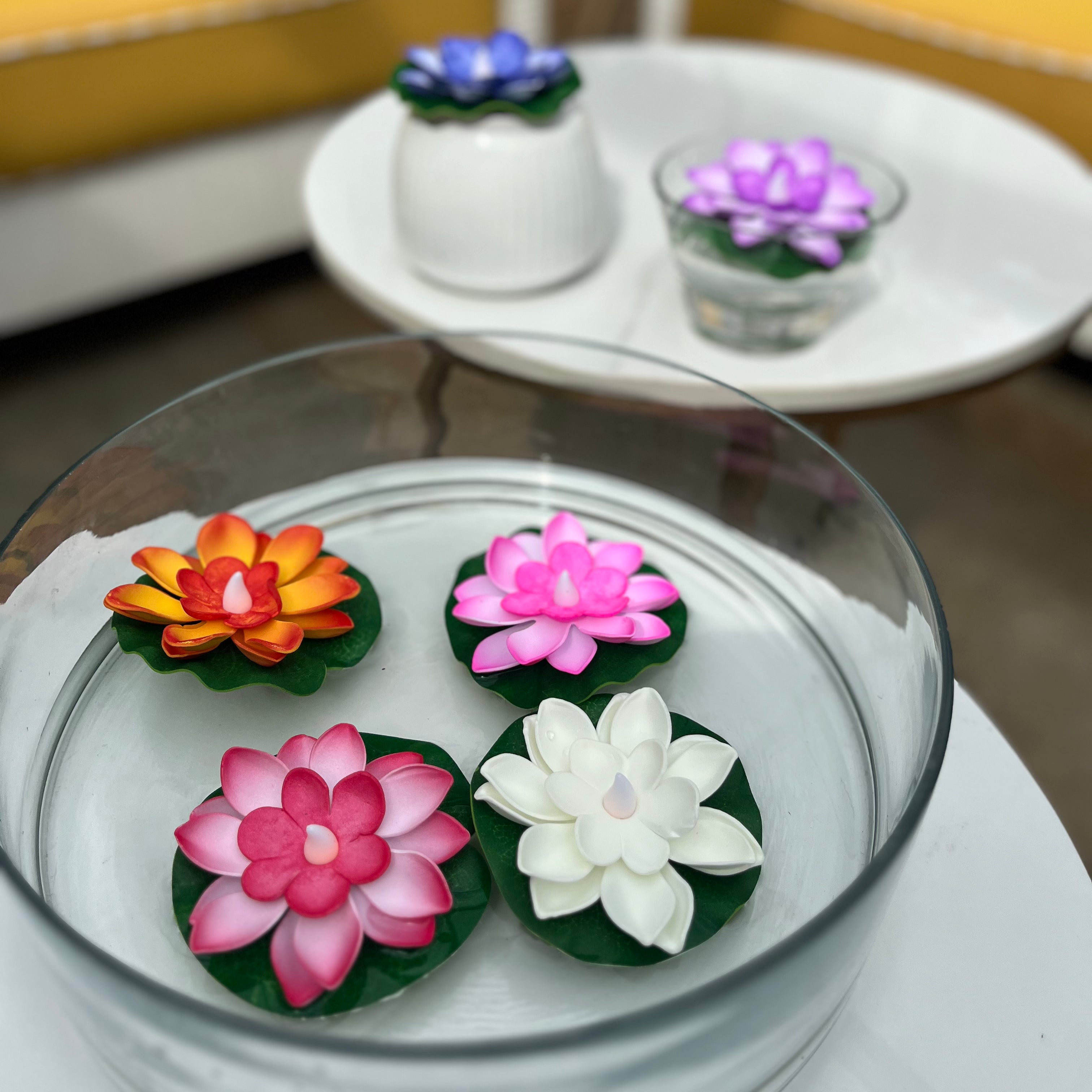 LED Lotus Floating Candles Set of 6