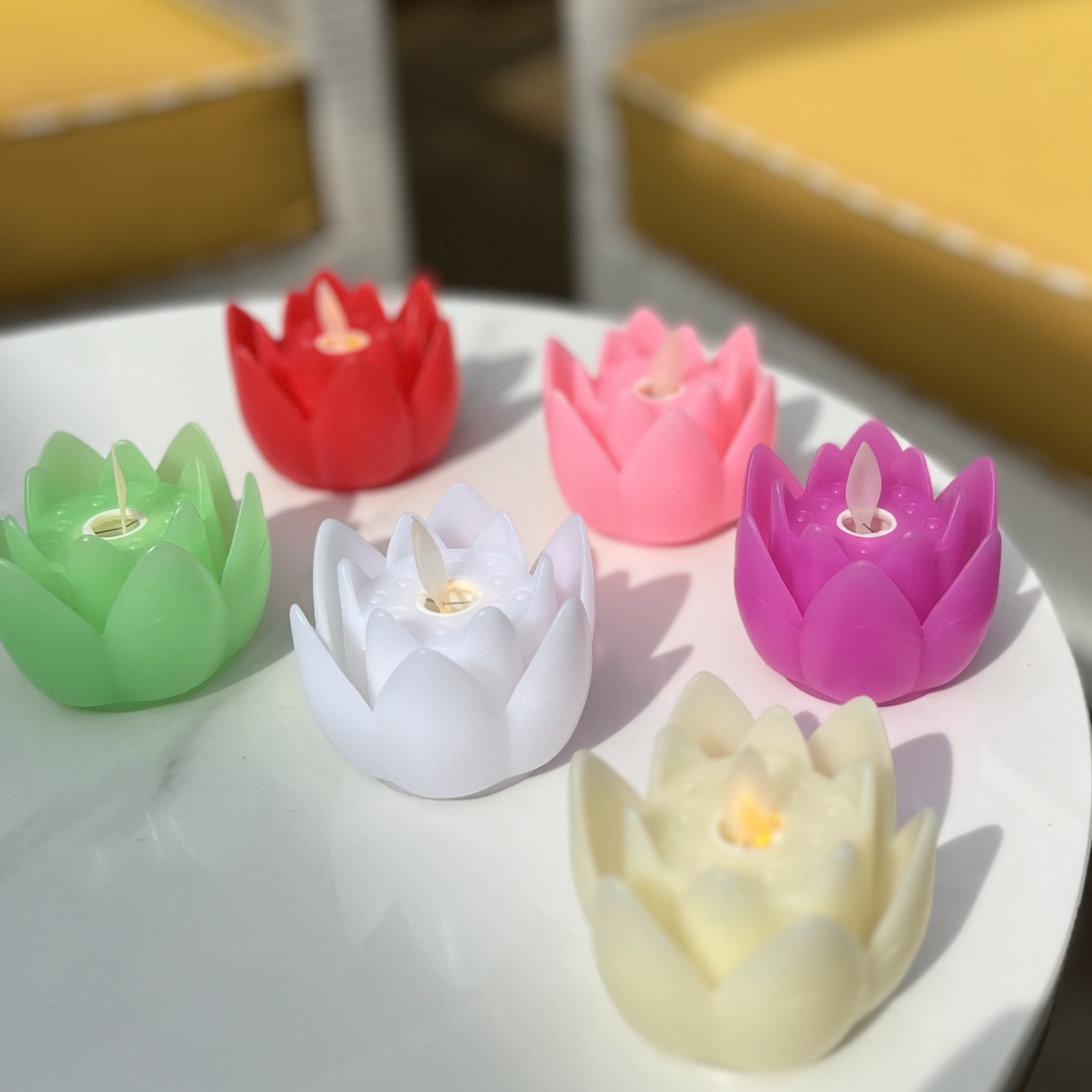 Colourful Lotus LED Candles Set of 6