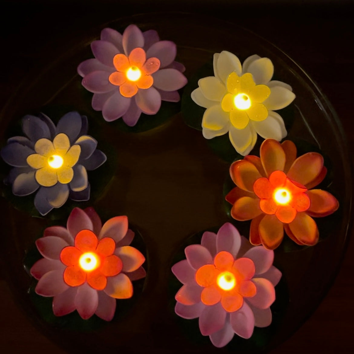 LED Lotus Floating Candles Set of 6