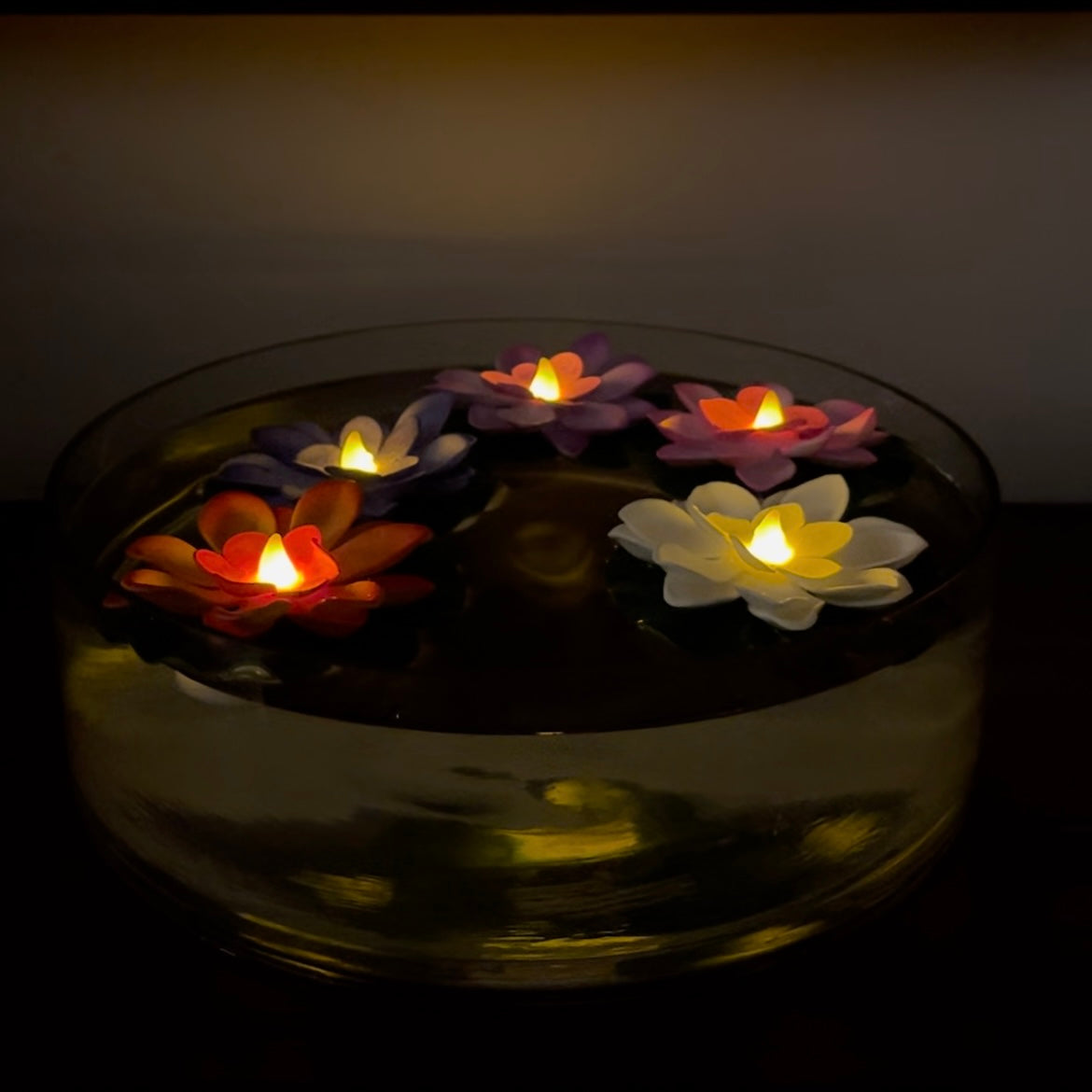 LED Lotus Floating Candles Set of 6