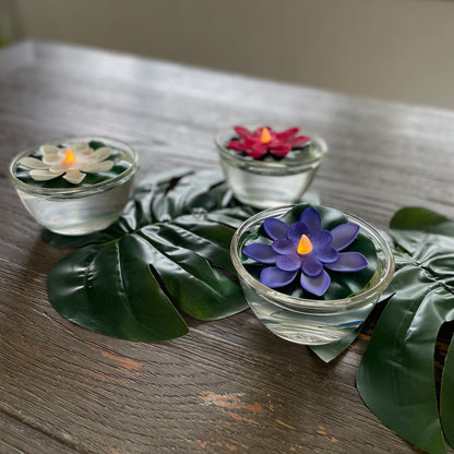 Monstera Leaves + LED Floating Lotus Candles Set