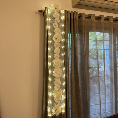 Floral Runner with Organza Fabric and Fairy Lights (Battery Operated) - 62inch length