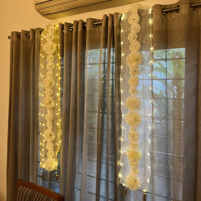 Floral Runner with Organza Fabric and Fairy Lights (Battery Operated) - 54inch length