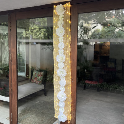 Floral Runner with Organza Fabric and Fairy Lights (Battery Operated) - 54inch length
