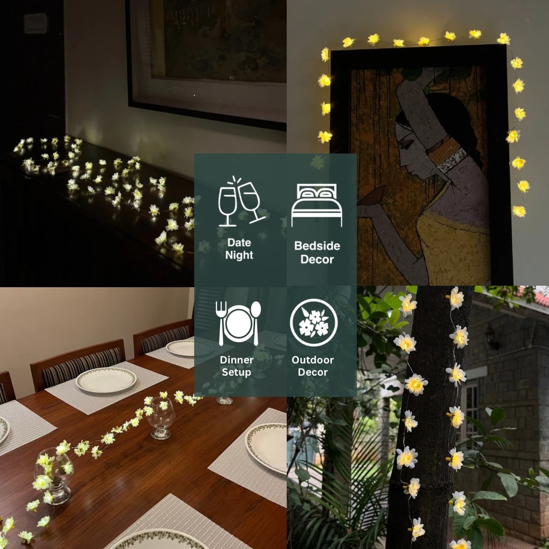 Flower Creeper with Fairy Lights (Battery Operated) - 42inch length