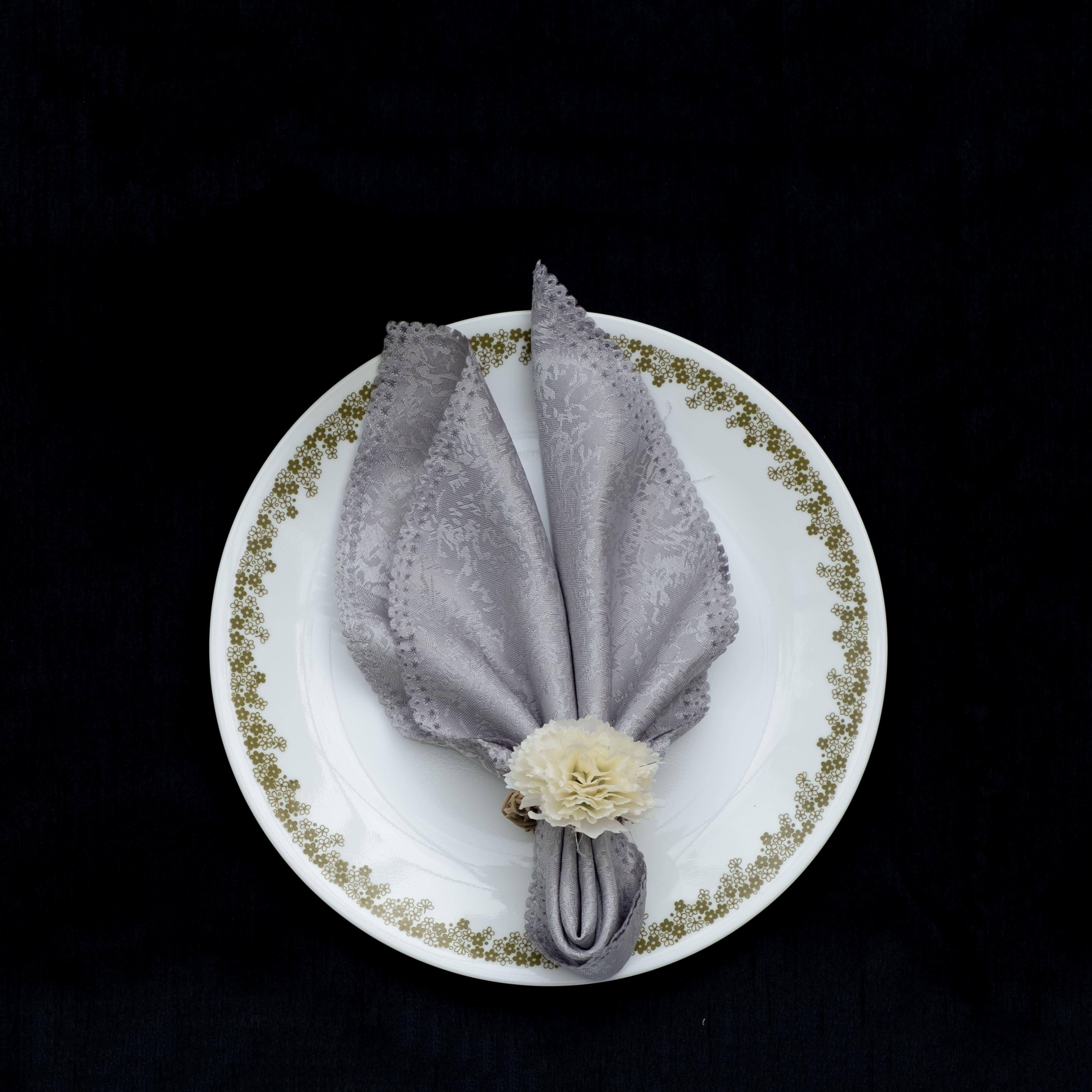 Silver Dinner Napkins - Floral Art by Nandini (A unit of R S creations and designs)