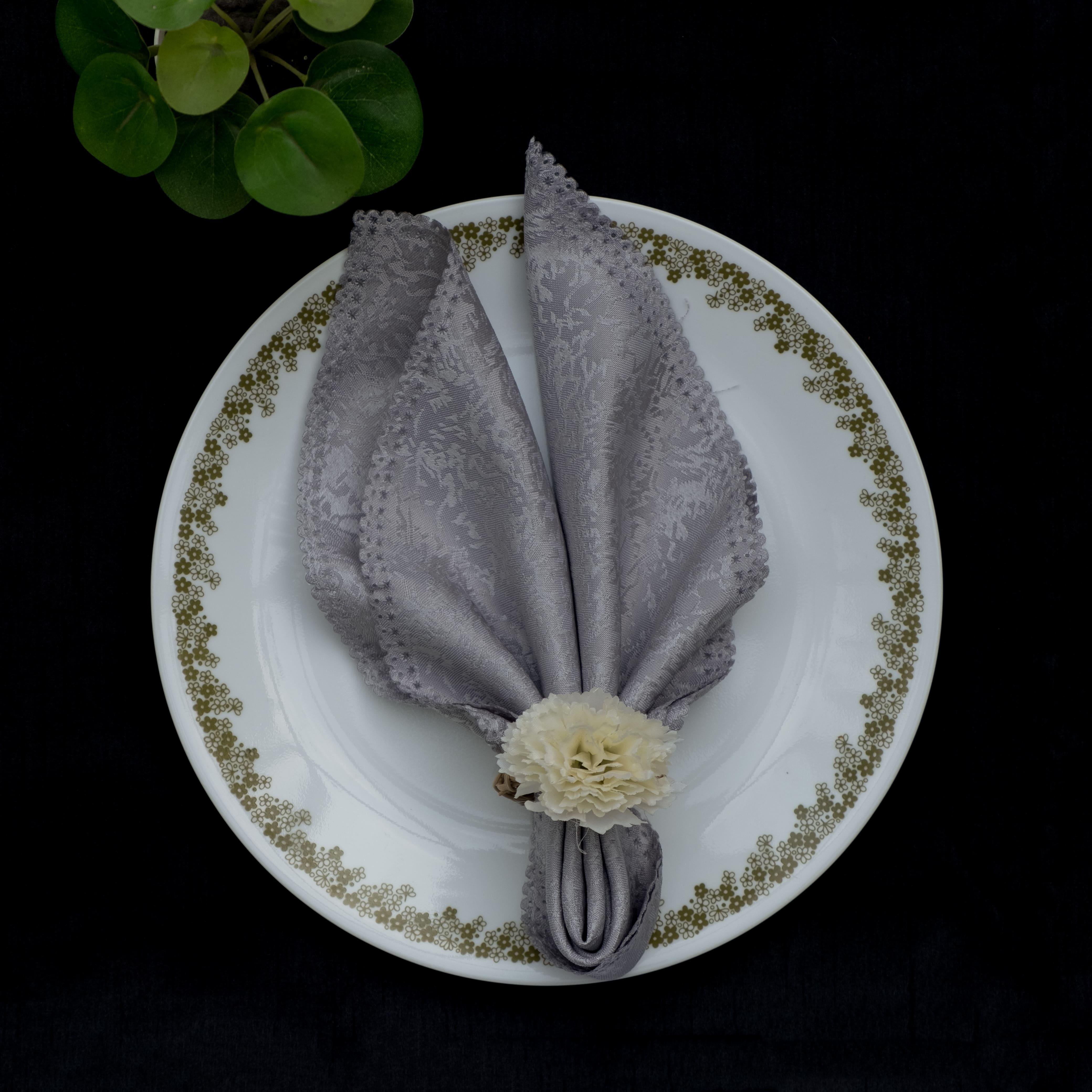 Silver Dinner Napkins - Floral Art by Nandini (A unit of R S creations and designs)