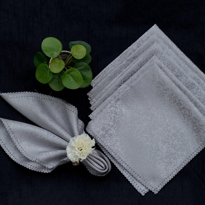 Silver Dinner Napkins - Floral Art by Nandini (A unit of R S creations and designs)