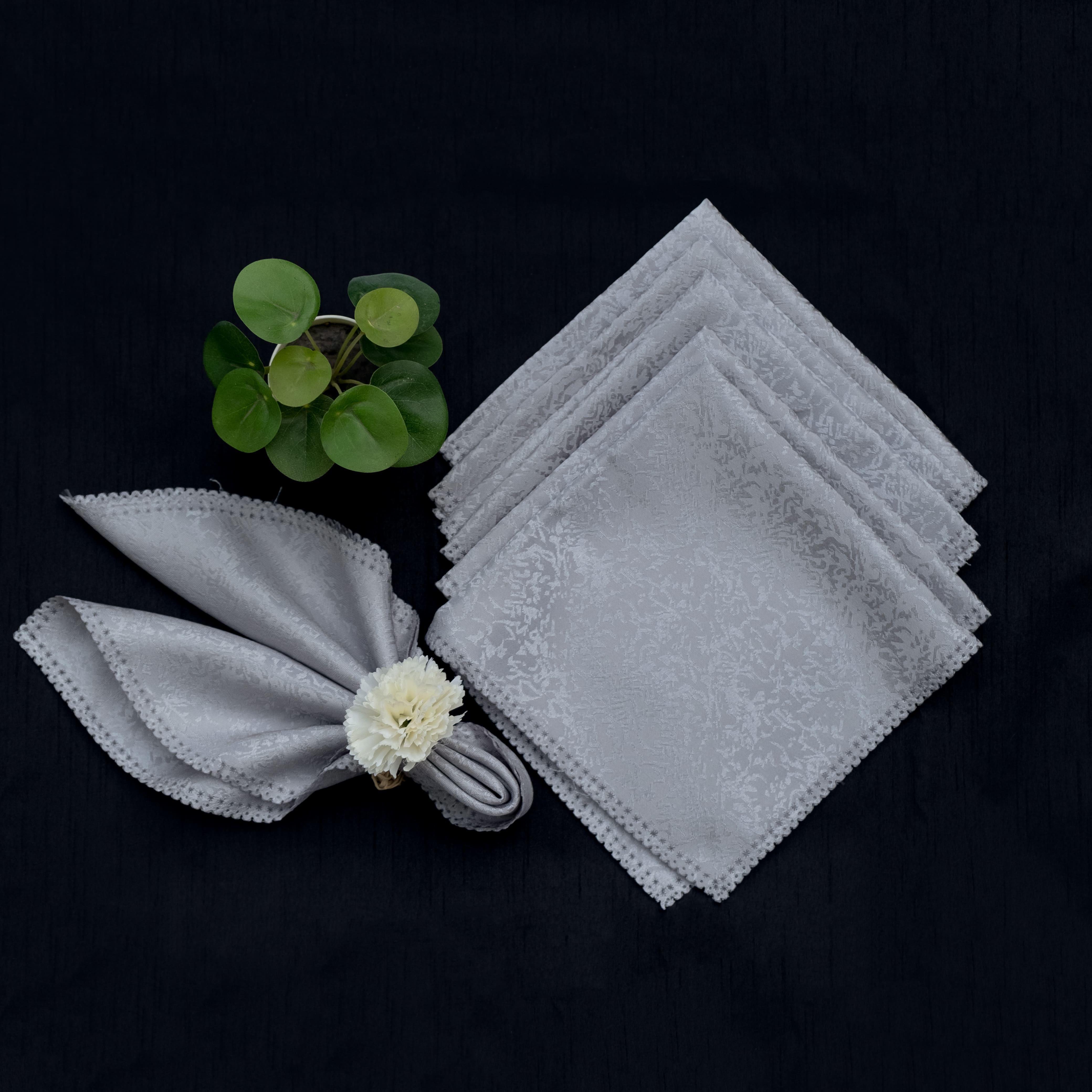 Silver Dinner Napkins - Floral Art by Nandini (A unit of R S creations and designs)