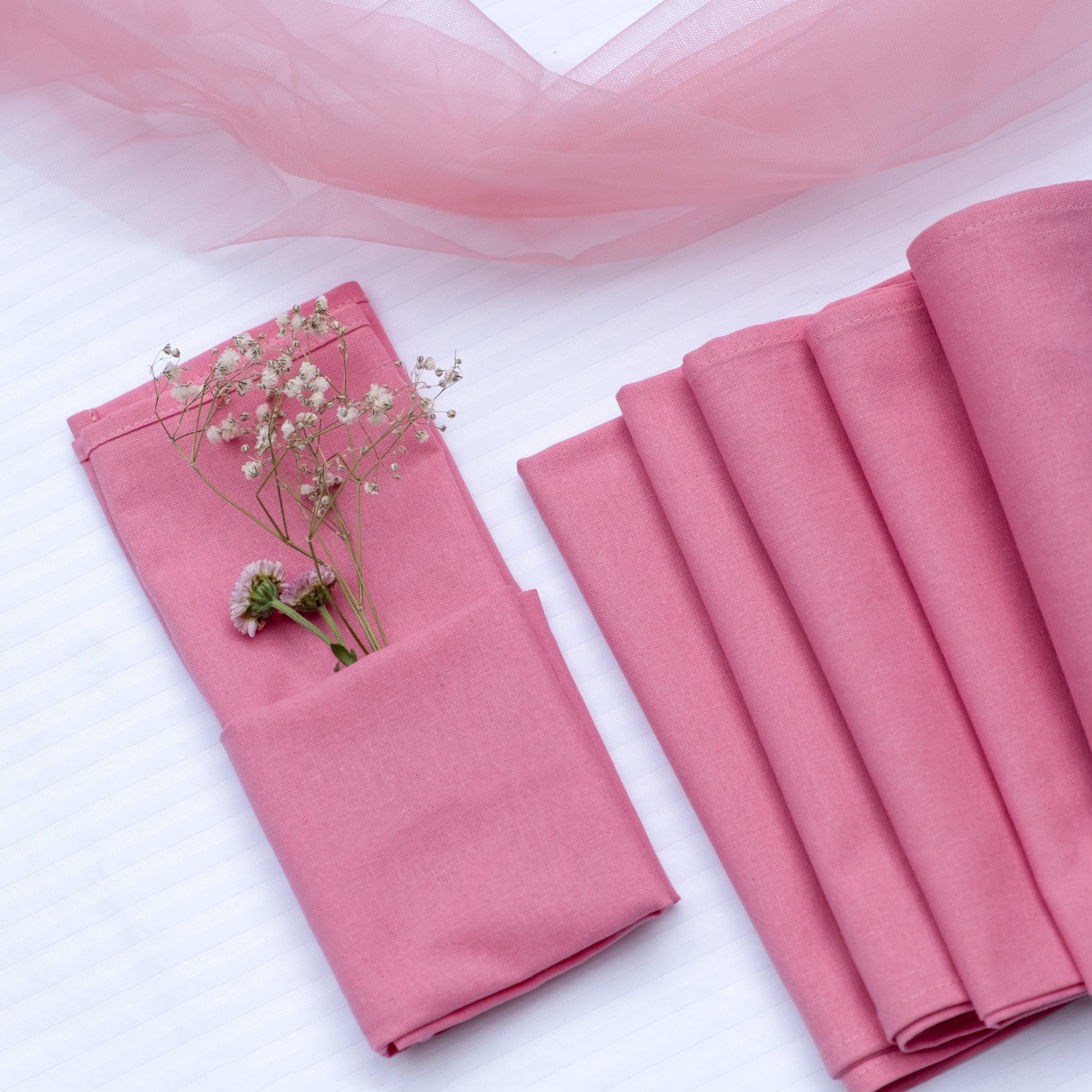 Pink Dinner Napkins - Floral Art by Nandini (A unit of R S creations and designs)