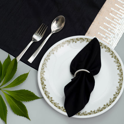 Black Dinner Napkin - Floral Art by Nandini (A unit of R S creations and designs)