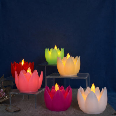 Colourful Lotus LED Candles Set of 6