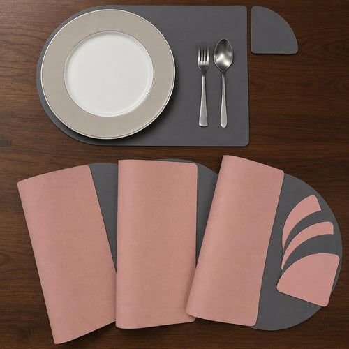 Double Sided Leather Table Mat & Coaster Set