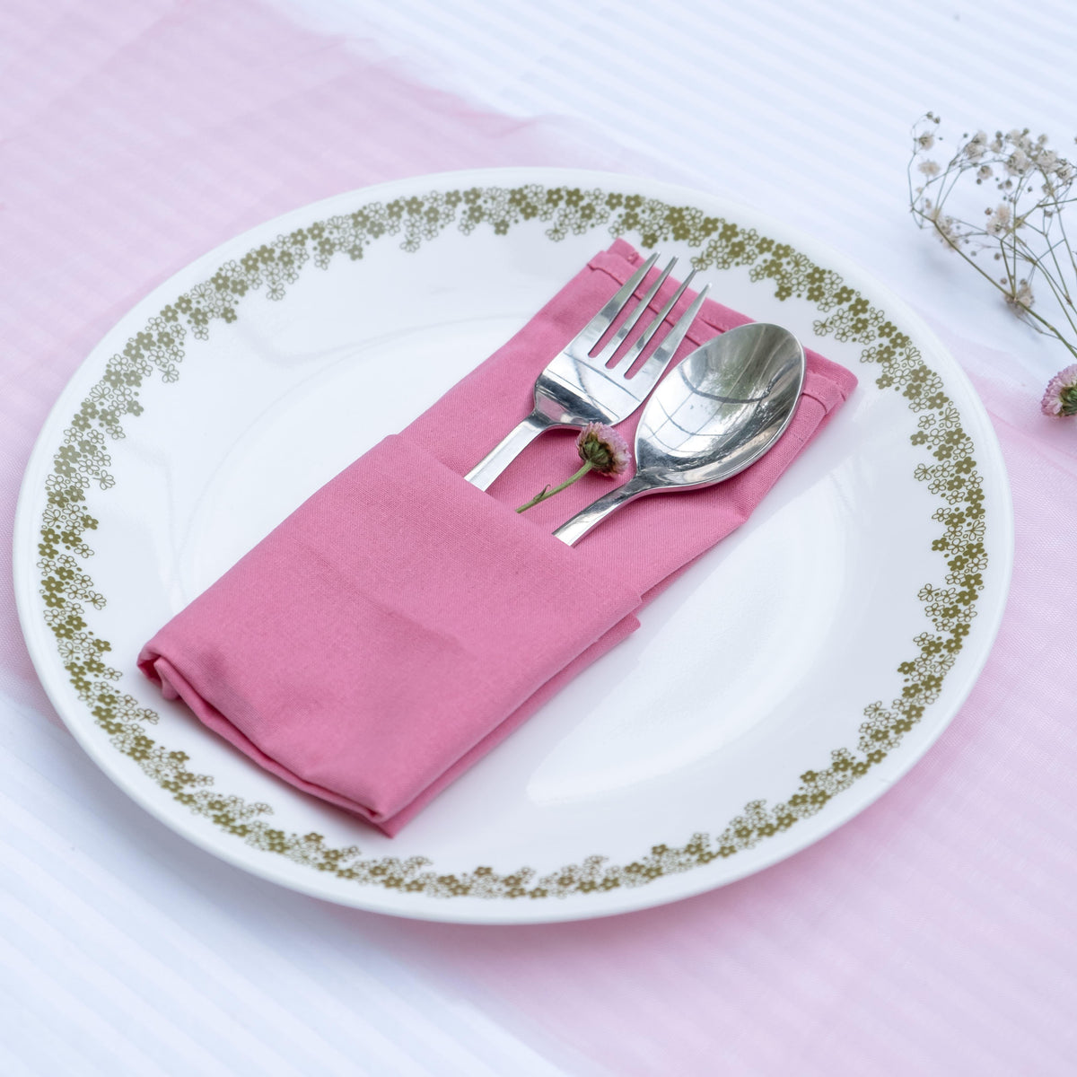 Pink Dinner Napkins - Floral Art by Nandini (A unit of R S creations and designs)