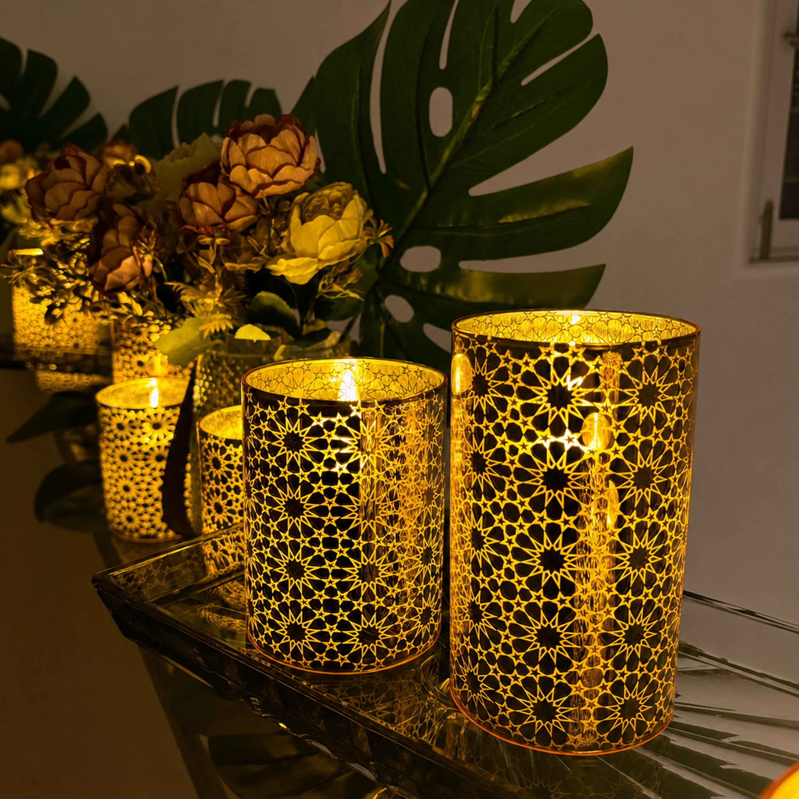 Floral Glass LED Candle