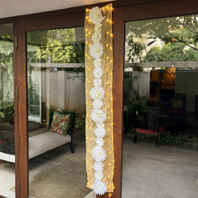 Floral Runner with Organza Fabric and Fairy Lights (Battery Operated) - 54inch length