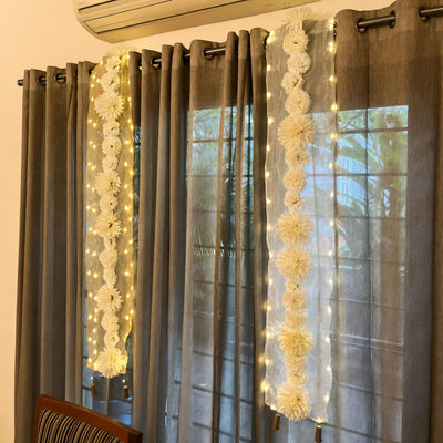 Floral Runner with Organza Fabric and Fairy Lights (Battery Operated) - 54inch length