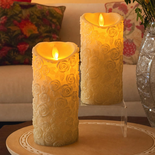 Flower Embossed LED Candle (7inch height)
