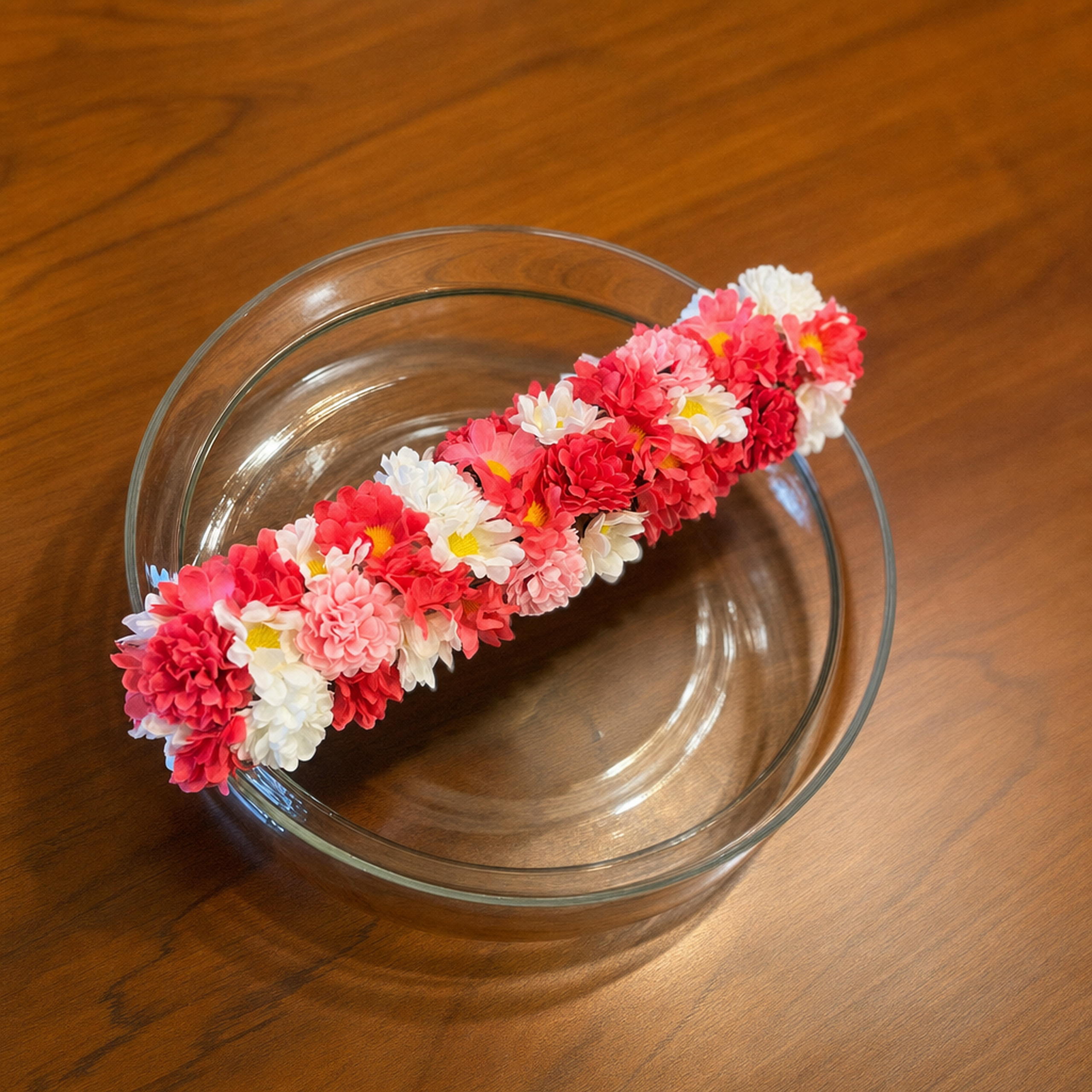 Glass Urli with Artificial Flowers and LED Floating Candles