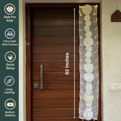 Floral Runner with Organza Fabric and Fairy Lights (Battery Operated) - 62inch length
