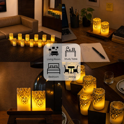 LED Carved Wax Coated Pillar Candle