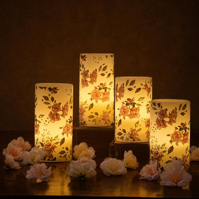 LED Floral Printed Wax Coated Pillar Candle