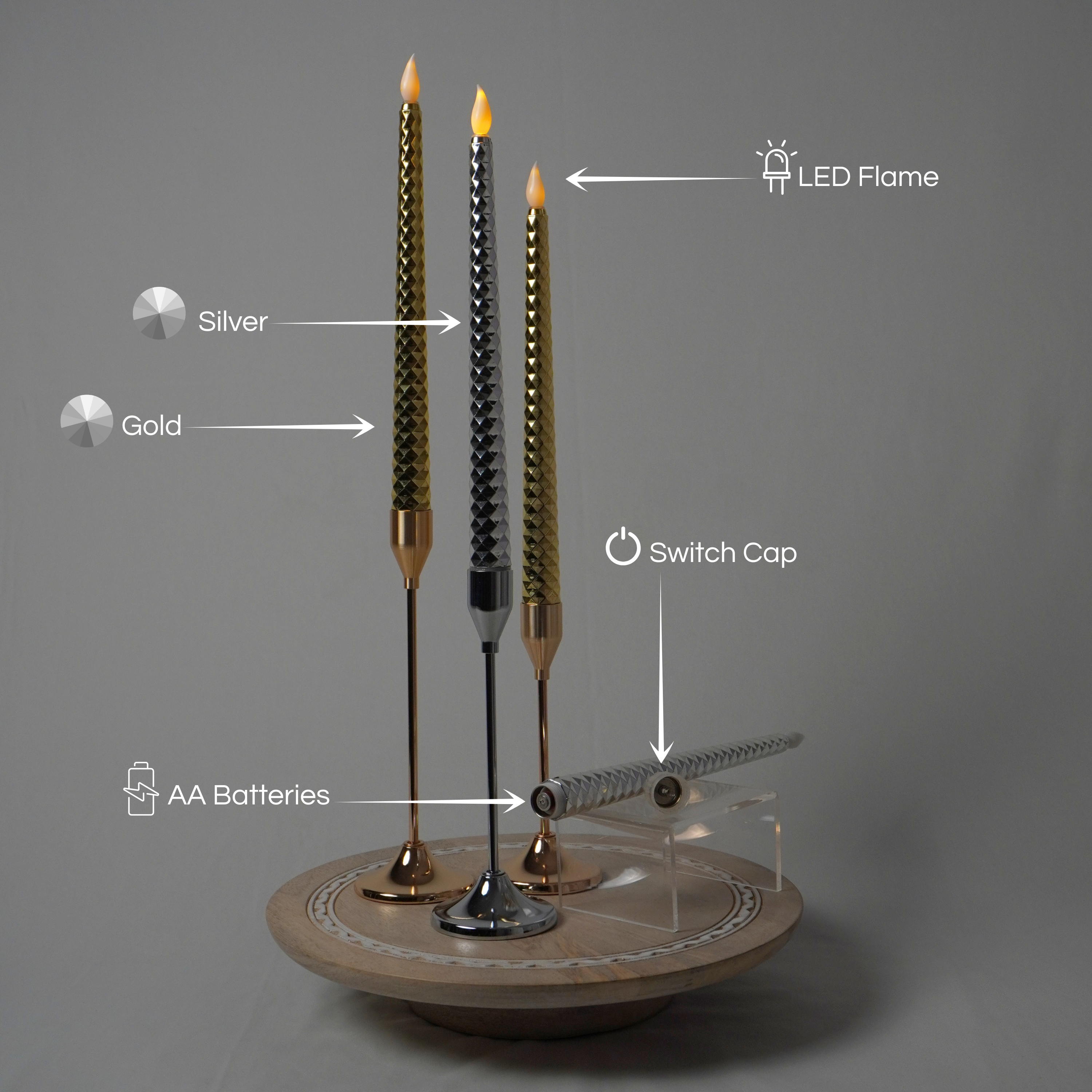 LED Shimmer Taper Candles