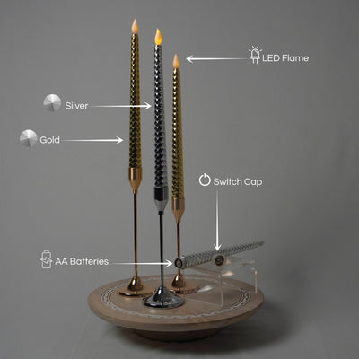 LED Shimmer Taper Candles