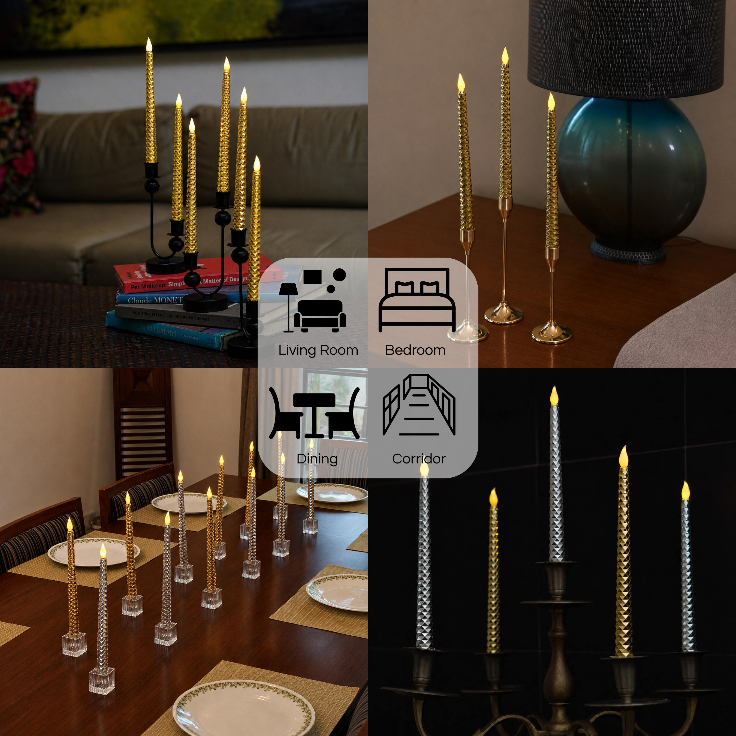 LED Shimmer Taper Candles