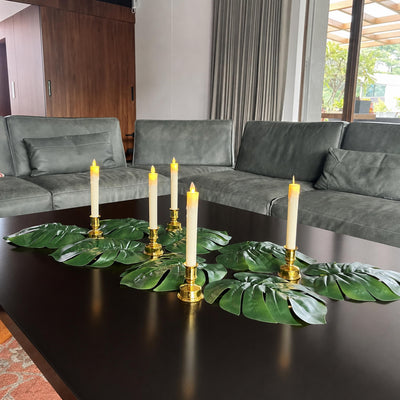 Monstera Leaves + LED Candles Set