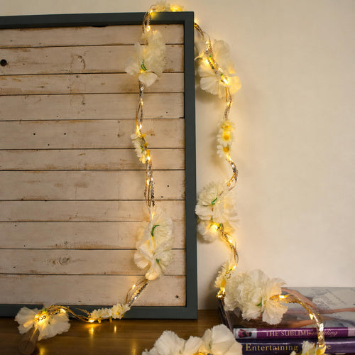 Shimmer Fairy Light (Battery Operated) with Artificial Flowers - 75inch Length