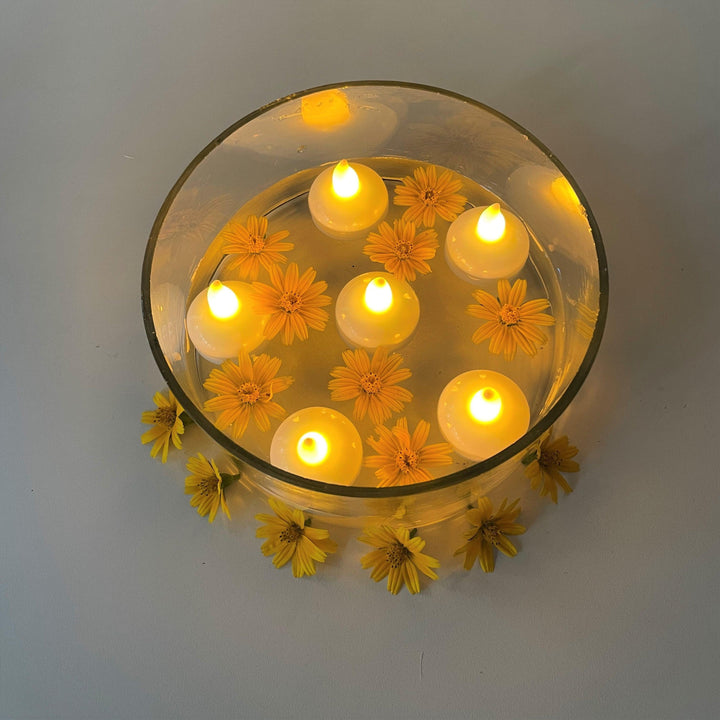 Floating Candles LED (10 pieces) - Floral Art by Nandini (A unit of R S creations and designs)