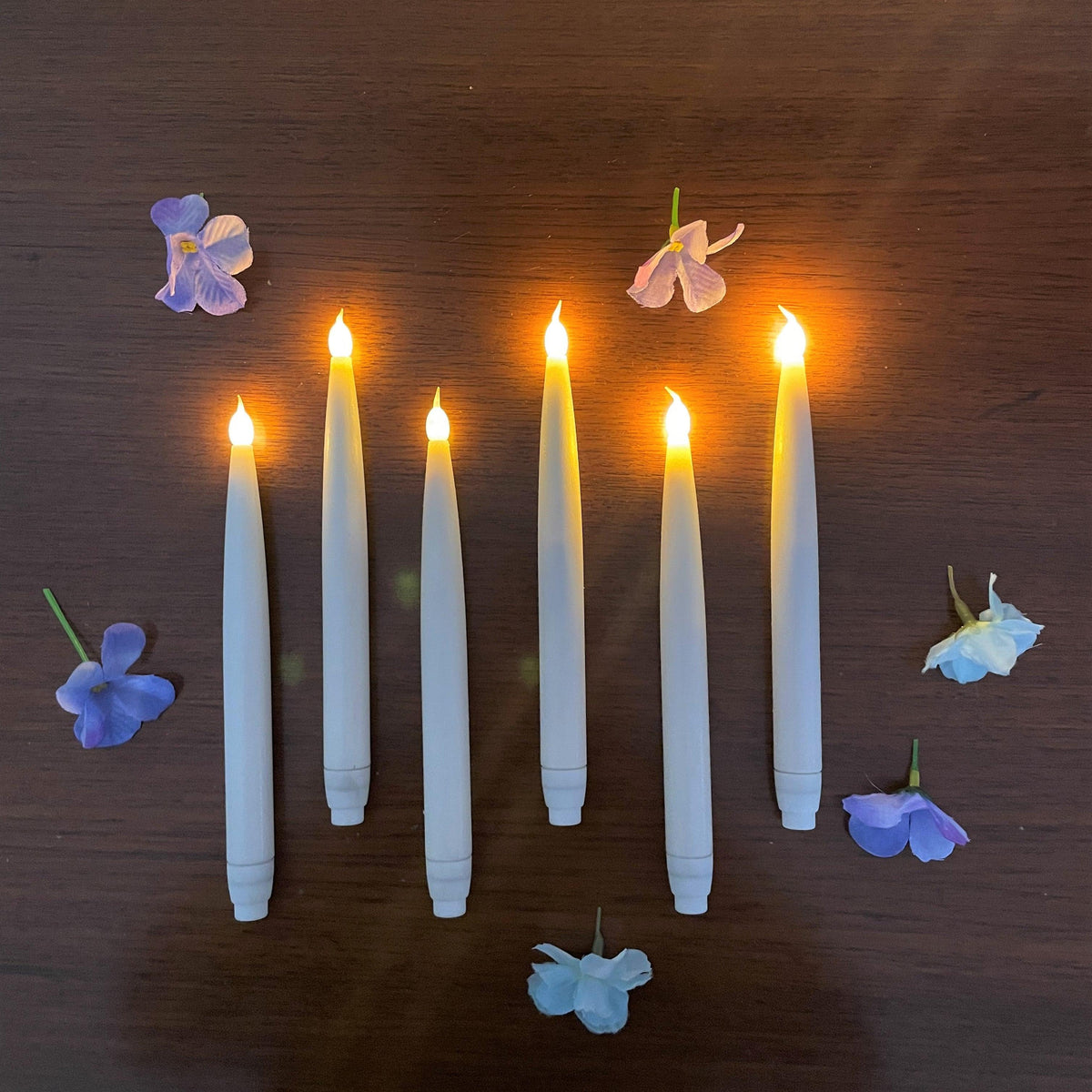 LED Dinner Taper Candles (Set of 10) - Floral Art by Nandini (A unit of R S creations and designs)