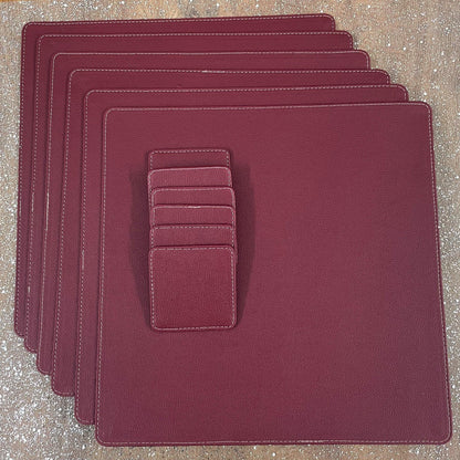 Aster Square Leather Table Mat & Coaster Set - Floral Art by Nandini (A unit of R S creations and designs)